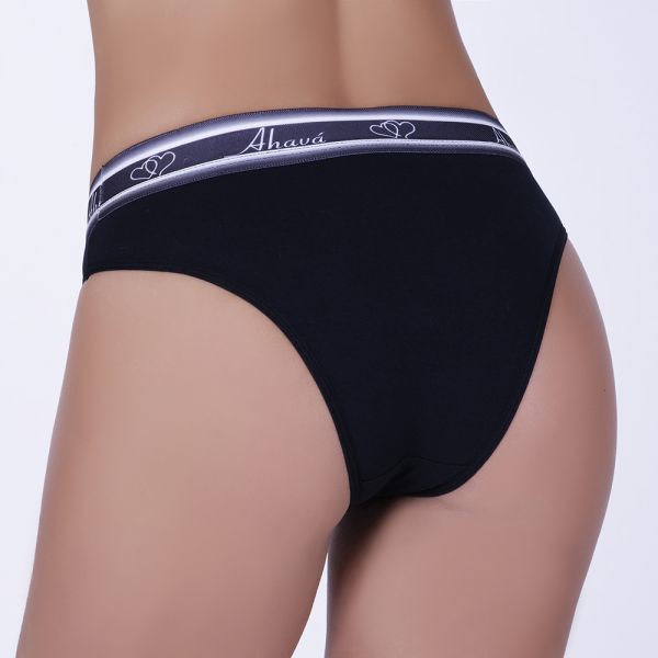 Tanga em Algodão Egípcio Preto com Elástico Personalizado