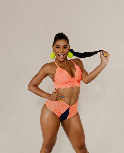 Caleçon Renda Neon coral em Algodão Egípcio
