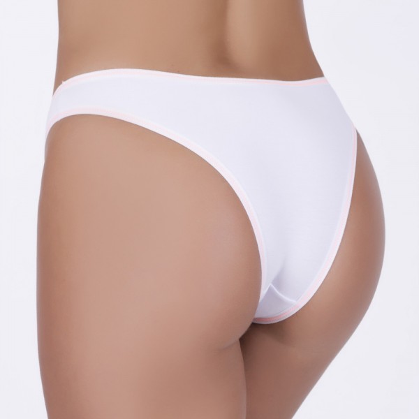 Tanga  em Algodão Egípcio branca com viés Neon